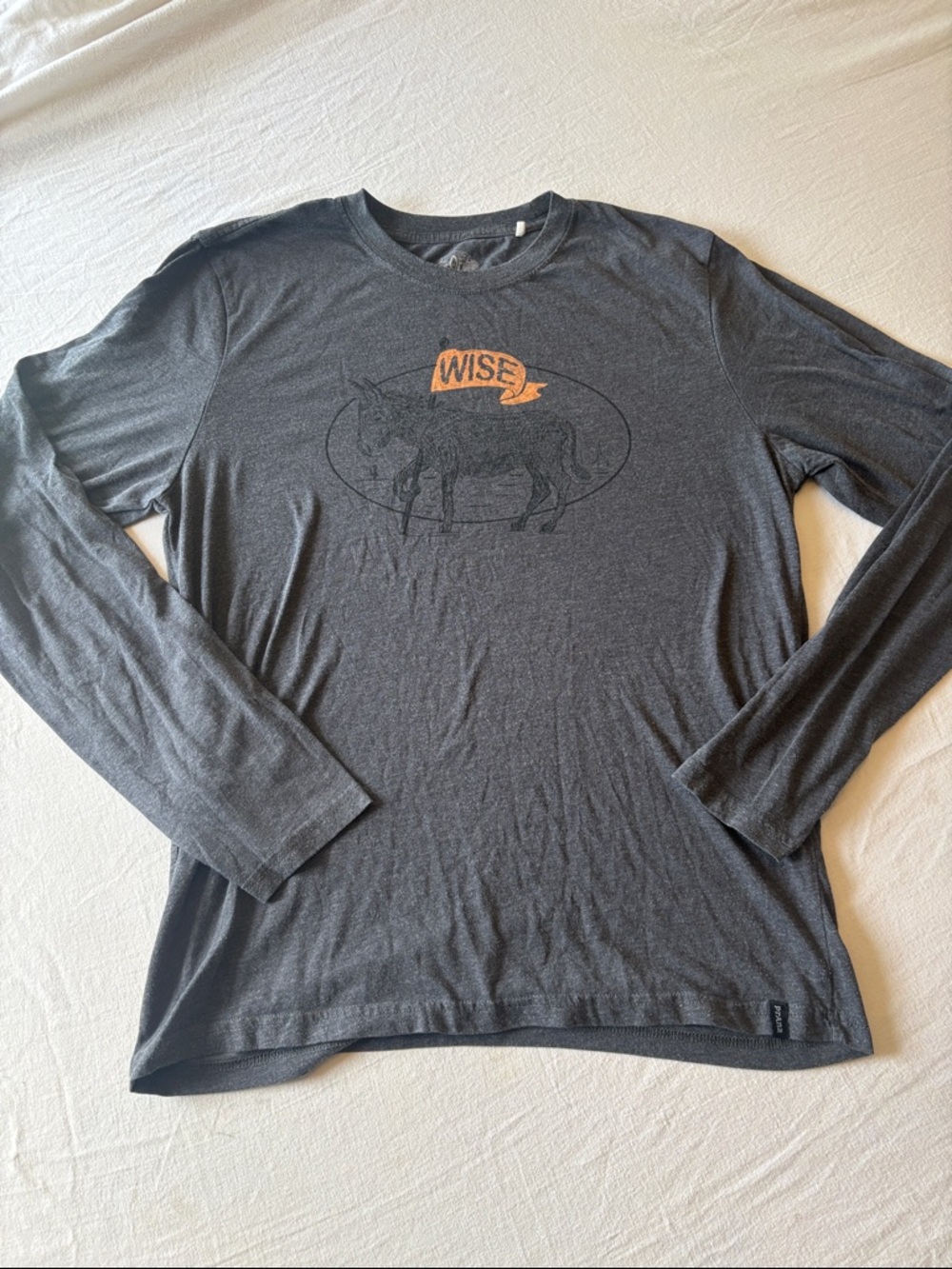 Prana Men's Long-Sleeve Charcoal Tee with Orange Graphic